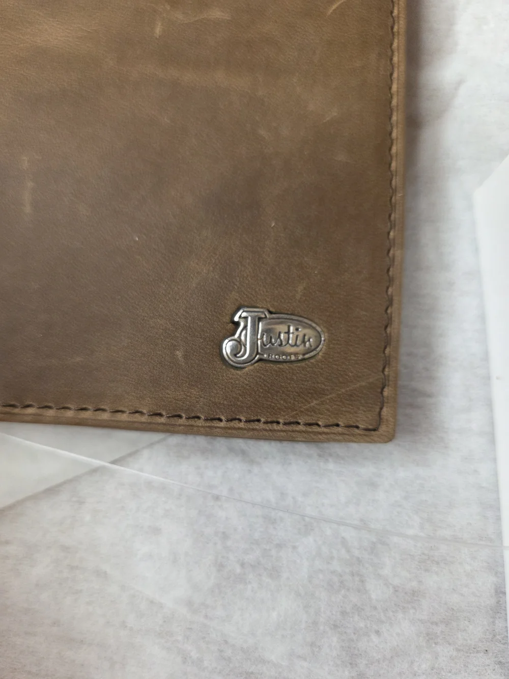 Justin Boots Brown Rodeo Checkbook Wallet Cover-New In Box